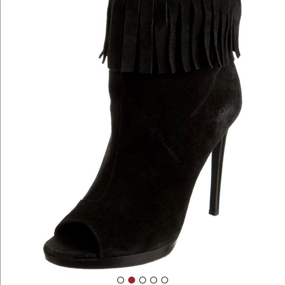 Burberry Suede Fringe Open Toe Hells - Picture 2 of 7